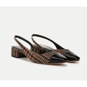 NEW in box Veronica Beard Cecile Plaid Cap-Toe Slingback size 7
